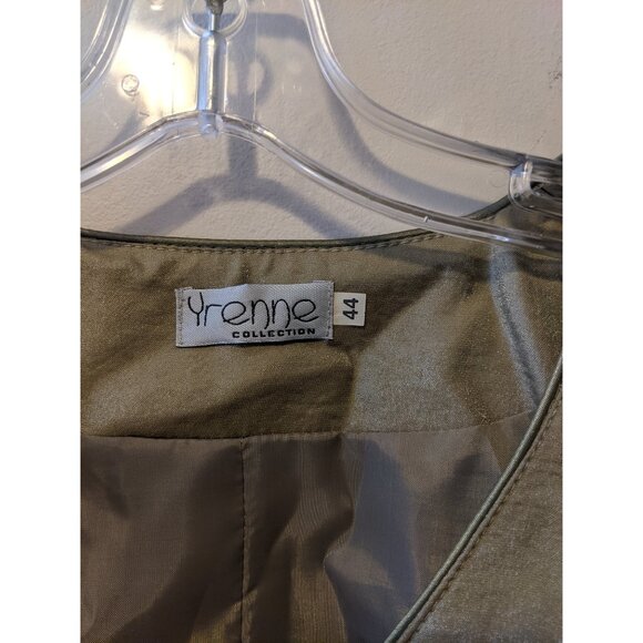 Vintage Yrenne Metallic Gold Beige Blazer Oversized 80s 90s Jacket 3/4 Sleeve XL - Picture 6 of 7